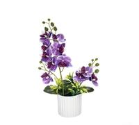 Orquídea artificial Phalaenopsis, 33 x 8 x 7 cm, decoración realista de flores de mariposa, planta en maceta de plástico que no se decolora para el hogar, oficina, boda (morado)