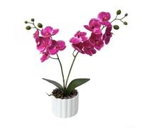 Orquídea artificial Phalaenopsis de 38 cm, maceta blanca realista (rojo | Textura impresa en 3D, 12 flores grandes, degradados vibrantes, aspecto realista, no requiere riego