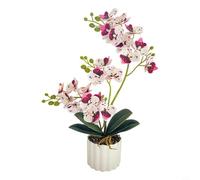 Orquídea artificial Phalaenopsis de plástico 41 x 9,5 cm, mariposa realista, fácil de cuidar, duradera, para salón, oficina, boda, decoración, rosa púrpura (A)