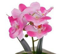 Orquídea bonsái artificial de mesa con jarrón para decoración de oficina en casa, plantas de interior para sala de estar, dormitorio, cafetería, exhibición de boda (JH1133)