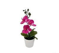 Orquídea bonsái artificial diseñada después de Phalaenopsis para sala de estar, estantería, mantel o mesita de noche (fucsia)