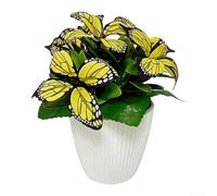Orquídea mariposa artificial, bonsái, 18 cm, plástico realista (amarillo)