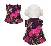 Orquídea morada oscura L ropa para mascotas para perros pequeños, lindo traje de verano para cachorros, ropa suave y transpirable para mascotas para gatos