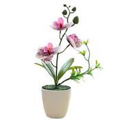 Orquídeas artificiales realistas con pétalos impresos, arreglo floral para decoración del hogar, oficina, escritorio, decoración de orquídeas de seda de bajo mantenimiento, decoración en maceta
