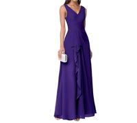 ORRCIGH Vestido de dama de honor con cuello en V doble, vestido de gasa plisado formal para fiesta de noche, vestido largo para mujer WPX025, Regencia, 54 Grande