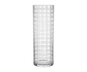 Orrefors Jarrón Cut in number 33 cm patrón de cuadros
