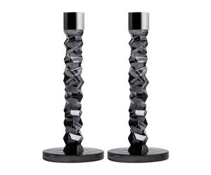 Orrefors Set de 2 candelabros Carat antracita 24.2 cm