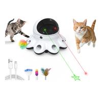 ORSDA Cat Laser juguete 2-en-1 Interactive Automatic Movimiento activado Movimiento 8 hoyos Whack A Mole Feather USB USB Toyadores de gatito de senso