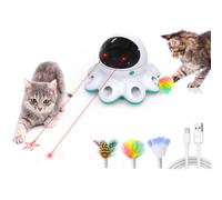 ORSDA Cat Laser juguete 2-en-1 Interactive Automatic Movimiento activado Movimiento 8 hoyos Whack A Mole Feather USB USB Toyadores de gatito de senso