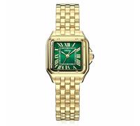 ORSGA Reloj de pulsera para mujer, reloj de pulsera analógico resistente al agua, diseño moderno y único con diamantes cuadrados, A3, dorado y verde