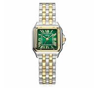 ORSGA Reloj de pulsera para mujer, reloj de pulsera analógico resistente al agua, diseño moderno y único con diamantes cuadrados, A4, oro plateado, verde