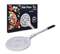Orso Chef Pala para pizza de aluminio perforada, diámetro 25 cm, ligera, resistente a los arañazos, ideal para hornos domésticos, perfecta para dar la vuelta y cocinar pizza, pan, focaccia