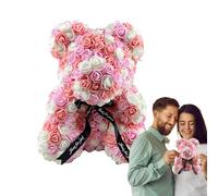 Orso Rosa per la Fidanzata - Orsetto di Rose Artificiale da 9,84 Pollici, Fatto a Mano con Fiori Eterni, Regalo Romantico Elegante e Duraturo | per Mamma Figlia Anniversario Matrimonio Festa