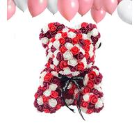 Orso Rosa per la Fidanzata - Orsetto di Rose Artificiale da 9,84 Pollici, Fatto a Mano con Fiori Eterni, Regalo Romantico Elegante e Duraturo | per Mamma Figlia Anniversario Matrimonio Festa