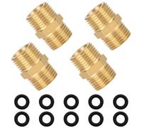 Orssmigs 4 Piezas Tetinas Dobles de 1/2 Pulgadas, Ø20mm Rosca Exterior de Latón, Boquilla Doble Hexagonal 1/2" Rosca Macho con 10 Juntas de Goma para Fontanería, Aire Acondicionado y Sistemas Solares