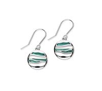 ORTAK Pendientes de gota de plata de ley 925 hechos a mano | Esmalte a mano de cristal caliente en colores del bosque perdido | Colección Orbit Wave | Alto pulido | Joyería fina | Fabricado en Escocia