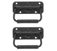 ORTAVA 2 tiradores plegables con resorte, acero inoxidable laminado en frío, para cajas de hardware, asa para maleta, asa negra para puerta de caja de herramientas (100 mm)