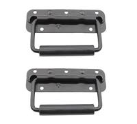 ORTAVA 2 tiradores plegables con resorte, de acero inoxidable laminado en frío, para cajas de herramientas, 125 mm, color negro