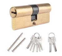 ORTAVA Cilindro de cerradura 40/40 cobre metálico,Cerradura de puerta de 80 mm con 8 llaves adecuada,Dos tornillos,Deseo combinable para todo tipo de puertas Hengsong