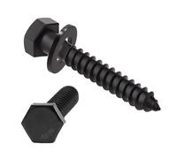 ORTAVA M6 x 50 Tornillos hexagonales para madera con arandelas, tornillos para madera de acero inoxidable A2V2 - DIN571, 10 piezas de tornillos hexagonales