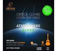 ORTEGA Atmosphere Green Series Guitar Strings Organic Nylon Treble - Hard + Cuerda D Extra, ATG44NH