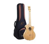 Ortega Bamboo Series - Ukelele barítono con electrónica - Bambú sólido con bolsa de concierto Pro (RUNAB-BA)