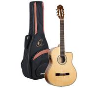 Ortega Guitars Family Series Pro - Guitarra de concierto de tamaño completo (electroacústica, abeto y caoba, incluye funda (RCE141NT)