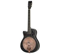 Ortega Guitars Guitarra resonadora para zurdos - Americana Series - electroacústica con barra de labios - caoba con acabado negro satinado desgastado negro (RRG40CE-DBK-L)