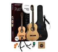 Ortega Guitars RPPC44 Picker's Pack 4/4 Guitarra de concierto | Guitarra de cuerdas de nailon, tapa de abeto y cuerpo de catalpa natural, incluye funda, afinador, púas, correa, cuerdas