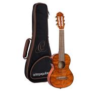 Ortega Guitars Travel Guitar electroacústica - Mini/Travel Series - Guitarlele 6 cuerdas - Funda inlcuida - Caoba flameada (RGLE18FMH)