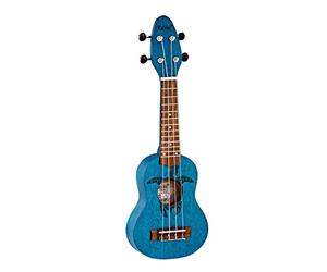Ortega Guitars Ukelele Sopranino - Keiki K1 con grabado de diseño Tortuga - Okoume / Nogal, poro abierto, K1-BL