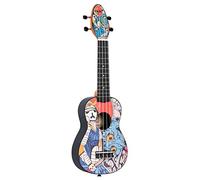 Ortega Guitars Ukelele Soprano - Keiki K2 con diseño Samurai - incluye afinador, 5 puas de grosor medio y funda estilo bolsa con cuerdas con logo Keiki - madera de Kauri, K2-SR