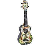 Ortega Guitars Ukelele Soprano - Keiki K2 con diseño de Voodoo Puppet - incluye afinador, 5 puas de grosor medio y funda estilo bolsa con cuerdas con logo Keiki - madera de Kauri, K2-VP