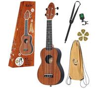 Ortega GuitarsOrtega Guitars Ukelele Soprano - Zurdo - Keiki K2 - incluye afinador, 5 puas de grosor medio y funda estilo bolsa con cuerdas con logo Keiki - Caoba auténtica, K2-MAH-L