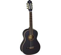 Ortega R221Bk-3/4 - Guitarra clásica | Guitarra de cuerdas de nailon, tapa de abeto y cuerpo de caoba brillante, incluye bolsa de transporte