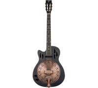 Ortega Guitars Guitarra resonadora para zurdos - Americana Series - electroacústica con barra de labios - caoba con acabado negro satinado desgastado negro (RRG40CE-DBK-L)