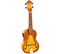 Ortega Saloon Series Concert Ukulele + Estuche DeLuxe - tapa de arce flameado, fondo y aros/tapa y fondo arqueados/boca violín, RUSL-HSB