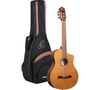 Ortega Thermo Series Guitarra acústica y eléctrica de cuerda de nailon, parte superior de abeto sólido tostado con bolsa Pro (RCE24RO)