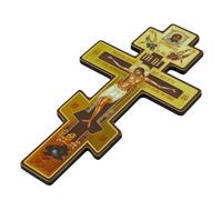 Orthodox Wall Crucifix - Standard Size 20x10.8cm | Russian Orthodox Crucifix, Double Sided Three Bar Sculpture For Prayer Decor | Traditional Wall Cross For Bedroom Church Home Chapel