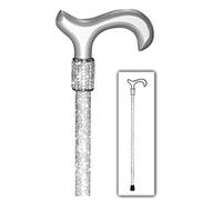 OrthoGlam Bastón ortopédico ligero de cristal Bedazzled - Bastón de madera de moda para postoperatoria, ayuda al equilibrio, visualización plateada., Medium - 33.5", pantalla plateada