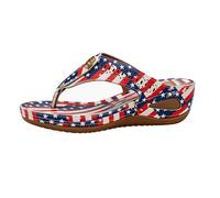Orthopedic Flip Flops Women,American Print Arch Support Sliders for Bunions,Toe Loop Flip Flops,Platform Mules Sandals for Women Comfy Open Toe,Summer Beach Adjustable Toe Ring Flat Beach Slippers