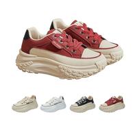 Orthopedic Heightening Shoes, 1.8" Elevator Wide Toe Casual Sneakers, Women's Casual Outdoor Non-Slip Chunky-Soled Shoes (Red,32 1/9)