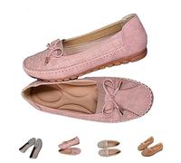 Orthopedic Leather Shoes for Women, Stylish Orthopedic Loafers with Bow, Dressy Slip-On Flats Breathable Casual Working Shoes, rosa, 38 EU