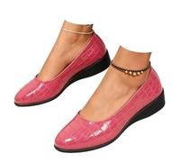 Orthopedic Loafer for Women Wedges Comfortable Flats Women's Comfortable Arch Support Wedge Slip-On Shoes Women's Lightweight Leather Shoes (Pink,37)