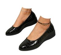 Orthopedic Loafer for Women Wedges Comfortable Flats Women's Comfortable Arch Support Wedge Slip-On Shoes Women's Lightweight Leather Shoes (Black,38)