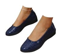 Orthopedic Loafer for Women Wedges Comfortable Flats Women's Comfortable Arch Support Wedge Slip-On Shoes Women's Lightweight Leather Shoes (Blue,37)