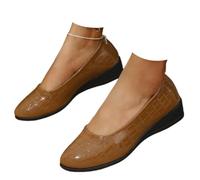 Orthopedic Loafer for Women Wedges Comfortable Flats Women's Comfortable Arch Support Wedge Slip-On Shoes Women's Lightweight Leather Shoes (Brown,36)