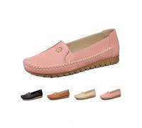 Orthopedic Loafers Shoes for Women Orthopedic Leather Loafers Dress Sneakers Slip on Shoes for Women Lightweight Slip on Stitched Flats Casual Comfort Anti-Slip Walking Shoes with Flower, rosa, 39 EU