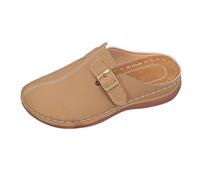 Orthopedic Mules Mujer Wide Fit Piel Clog Slip-On Punta Cerrada Cómodas Tipo Mule Hueco Verano,Transpirable Orthopedic con Arch Support Tallas 3-7.