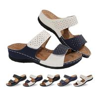 Orthopedic Sandals for Women, Lightweight WedgeSandals with Arch Support, Wide Fit Summer Slides Fashion Rhinestone BeachSandals (Blue White,43)